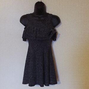 Place Black Textured Casual Dress